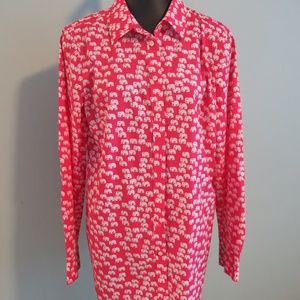 NWT Talbots Elephant Button Front Blouse L
